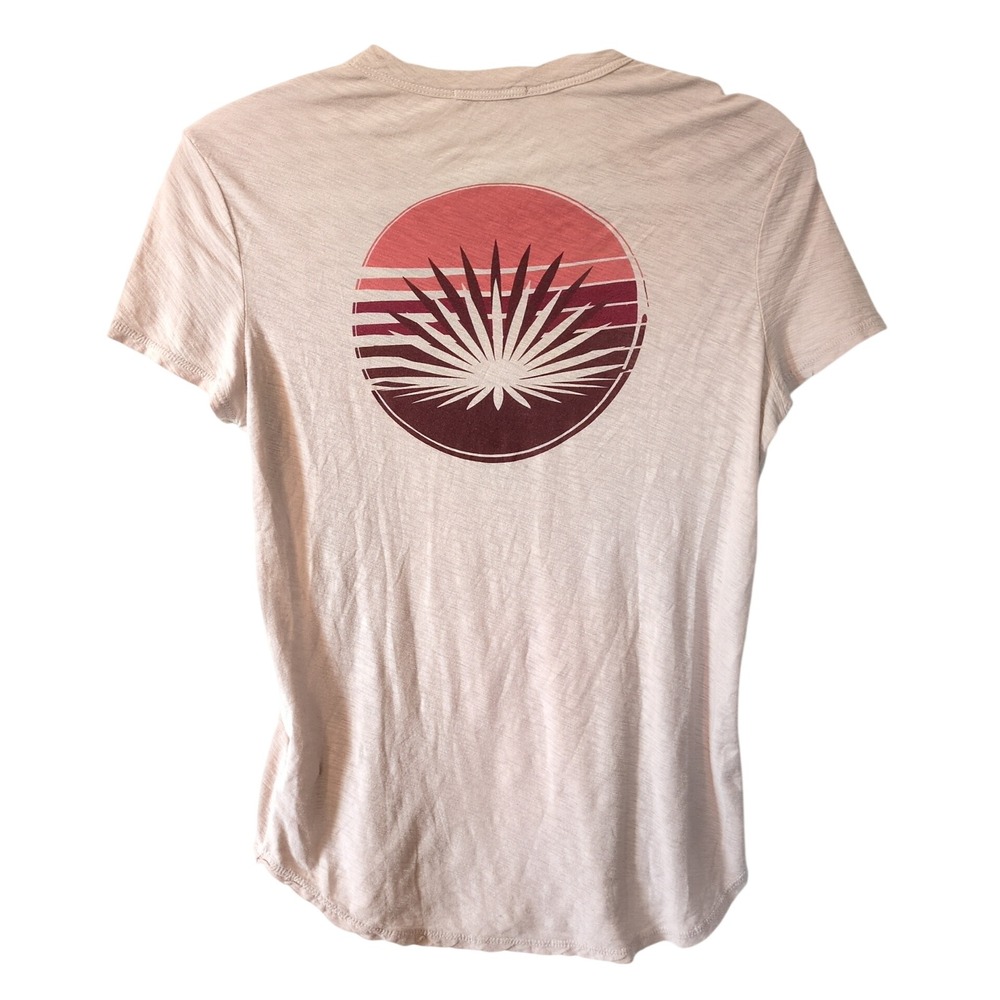 James Perse Graphic T-Shirt Supima Cotton Desert Agave Sunset Pink Size 2 Medium